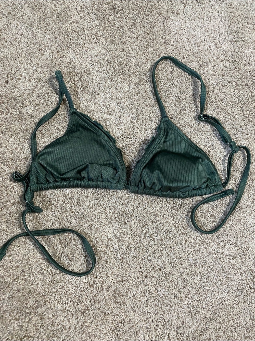 Xhilaration Forest Green Ribbed Triangle Bikini Top